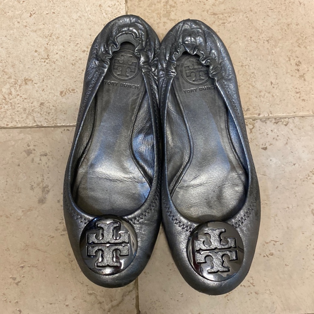 Tory Burch gun metal ballet flats size 7